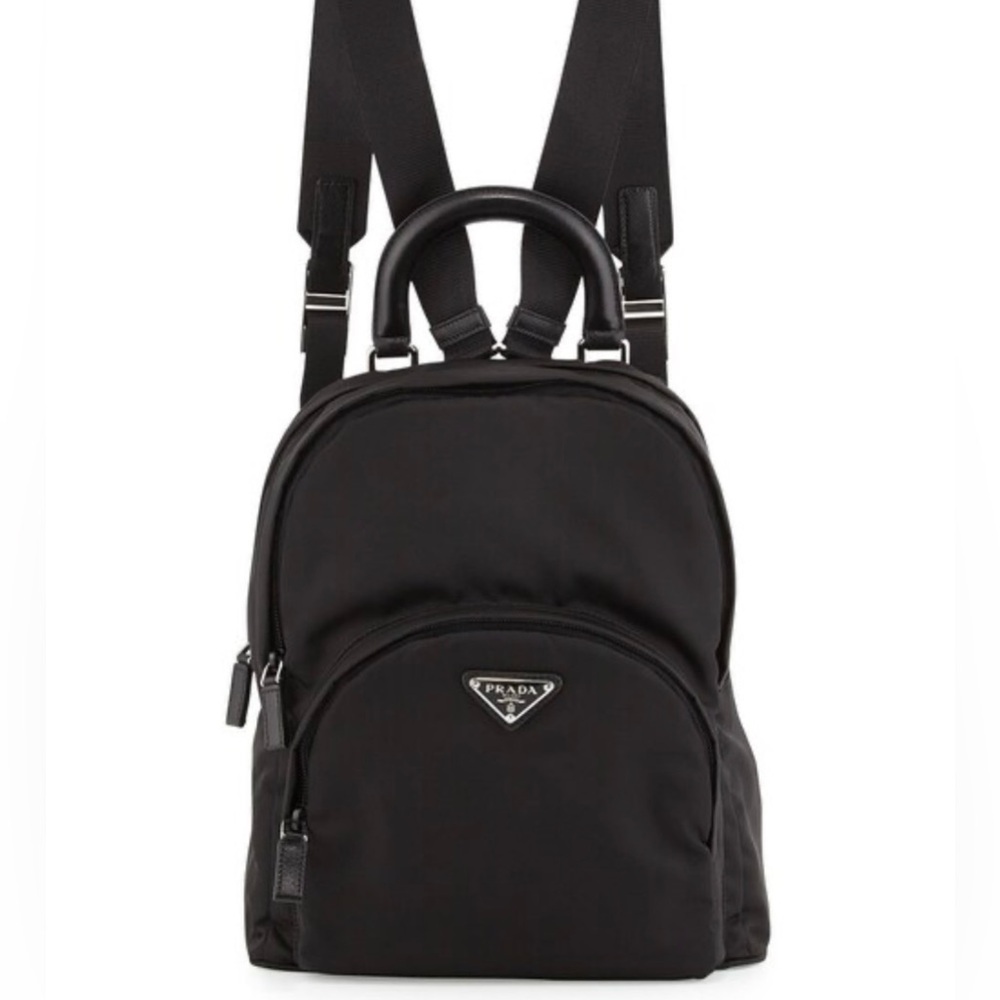 Authentic vintage Prada nylon and leather small backpack; very hard to find.